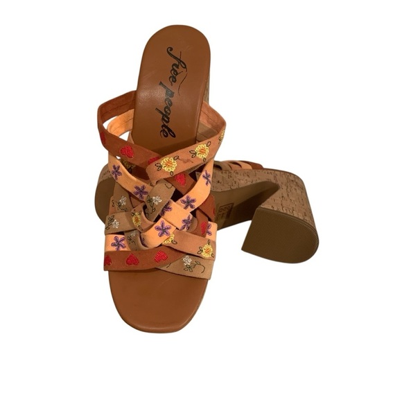 Free People Lisbon Sandbar Multi Suede Leather High Heel Platform Mules - Picture 6 of 8